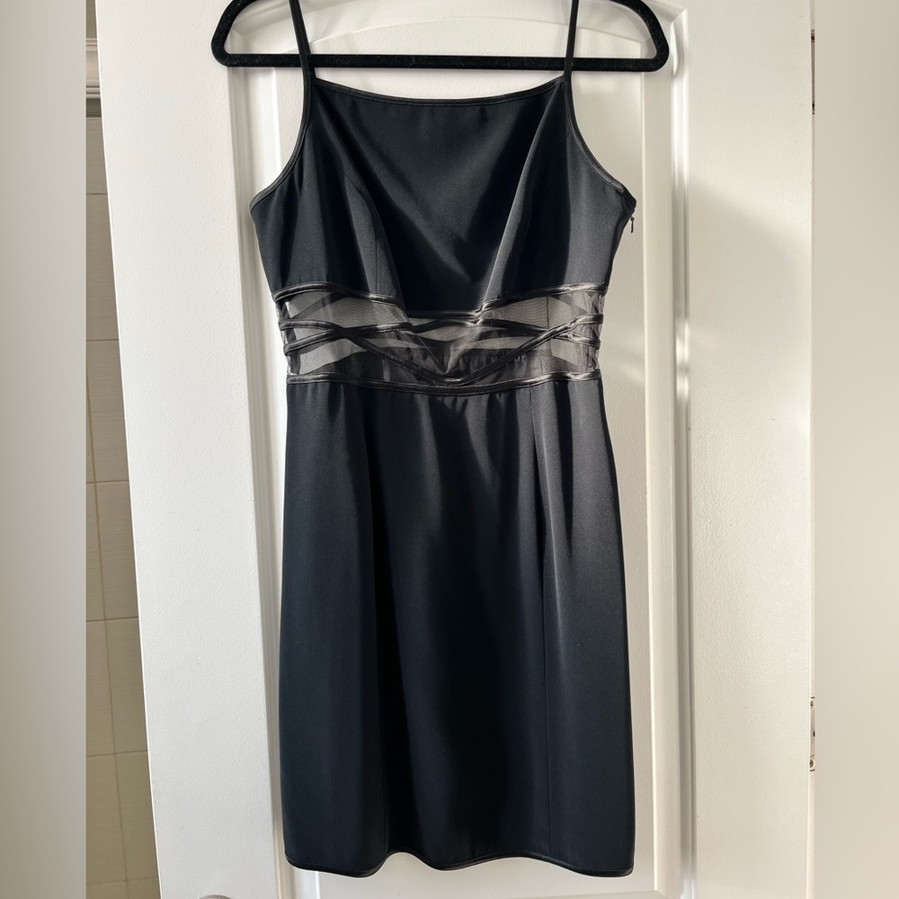 Cache Black Mini Dress with Sheer Accents